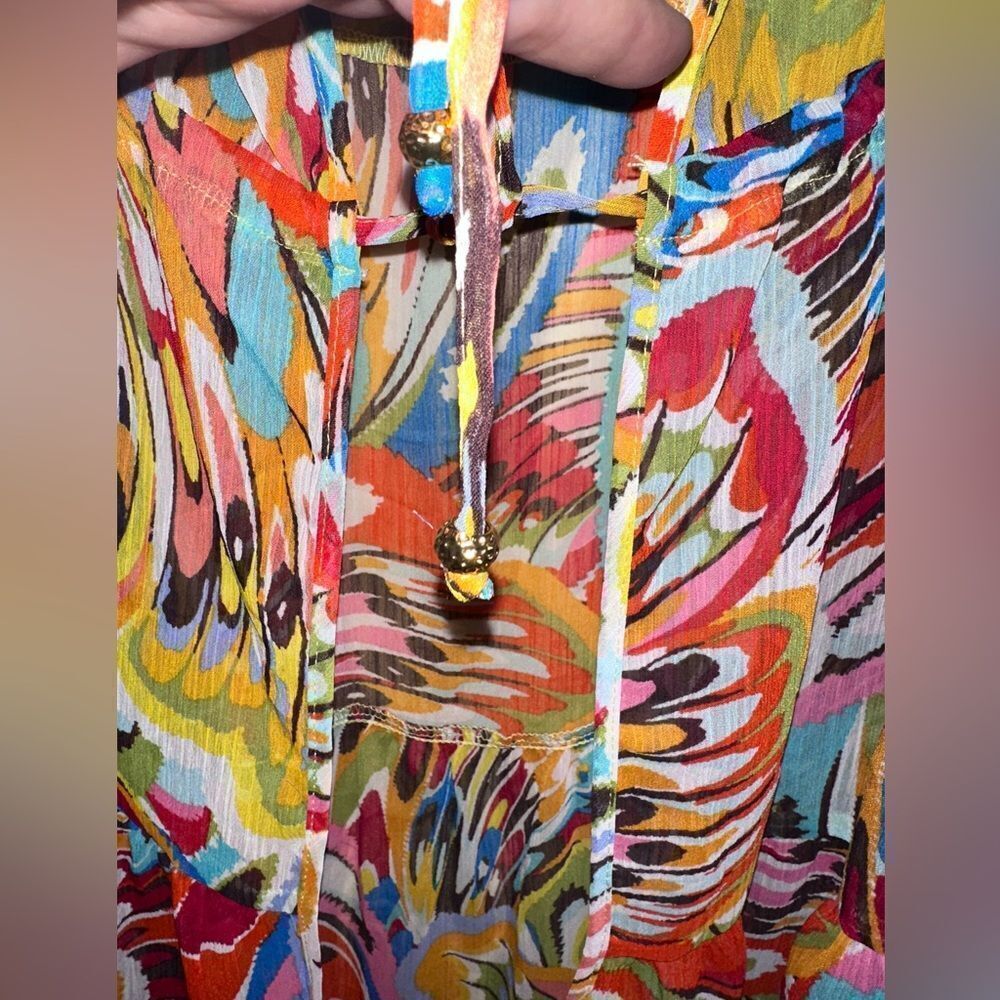 Bleu Chiffon Multi Color Swim Cover Up Dress Size Medium - Picture 6 of 8